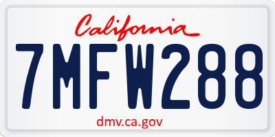 CA license plate 7MFW288