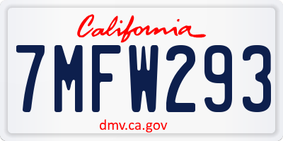 CA license plate 7MFW293