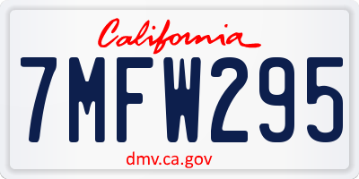 CA license plate 7MFW295