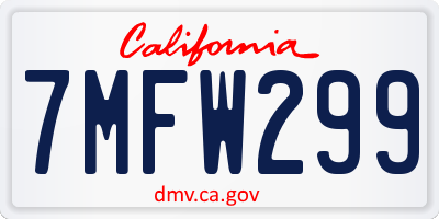 CA license plate 7MFW299
