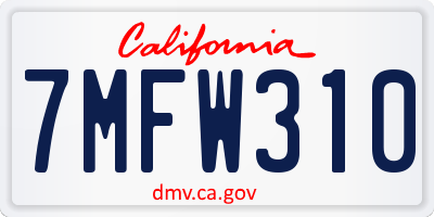 CA license plate 7MFW310