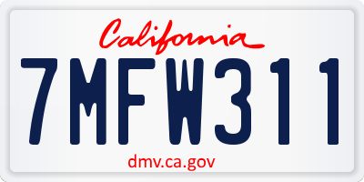 CA license plate 7MFW311