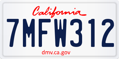 CA license plate 7MFW312