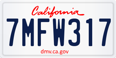 CA license plate 7MFW317