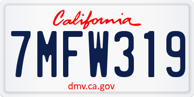 CA license plate 7MFW319