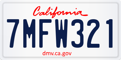 CA license plate 7MFW321