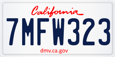 CA license plate 7MFW323
