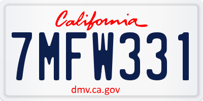 CA license plate 7MFW331