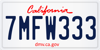 CA license plate 7MFW333