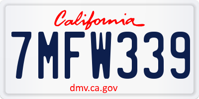 CA license plate 7MFW339