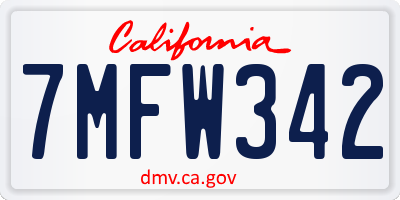 CA license plate 7MFW342