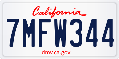 CA license plate 7MFW344