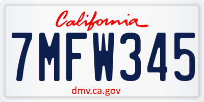 CA license plate 7MFW345