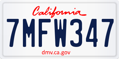 CA license plate 7MFW347