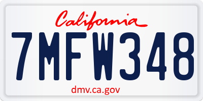 CA license plate 7MFW348