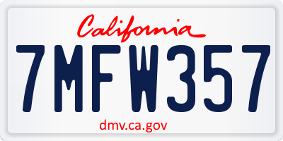 CA license plate 7MFW357