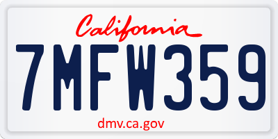 CA license plate 7MFW359