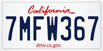 CA license plate 7MFW367