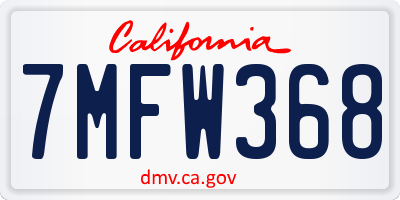 CA license plate 7MFW368