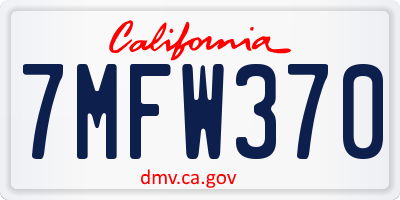 CA license plate 7MFW370