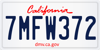 CA license plate 7MFW372