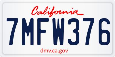 CA license plate 7MFW376