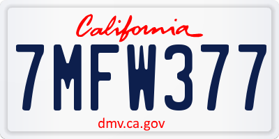 CA license plate 7MFW377
