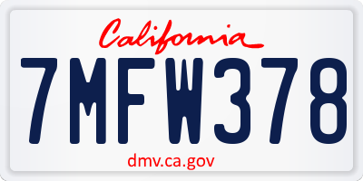 CA license plate 7MFW378