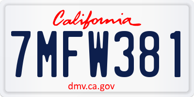 CA license plate 7MFW381
