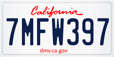 CA license plate 7MFW397