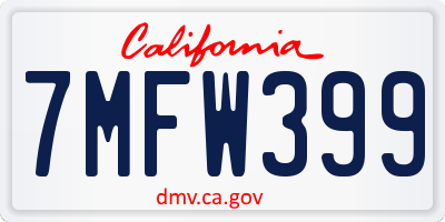 CA license plate 7MFW399