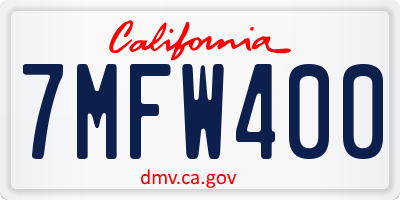CA license plate 7MFW400