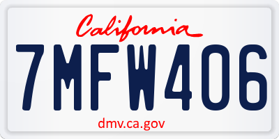 CA license plate 7MFW406