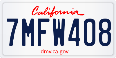 CA license plate 7MFW408