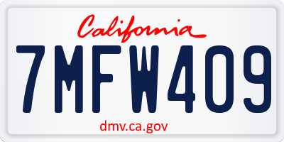 CA license plate 7MFW409
