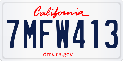 CA license plate 7MFW413