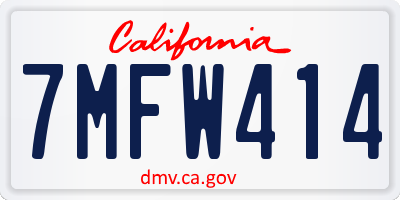 CA license plate 7MFW414