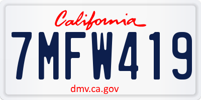 CA license plate 7MFW419