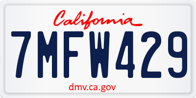 CA license plate 7MFW429