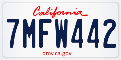 CA license plate 7MFW442