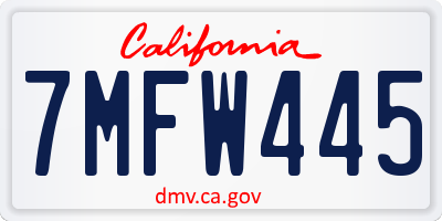 CA license plate 7MFW445