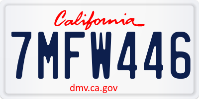 CA license plate 7MFW446
