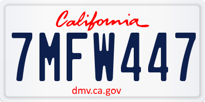 CA license plate 7MFW447