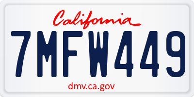 CA license plate 7MFW449