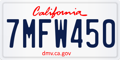 CA license plate 7MFW450