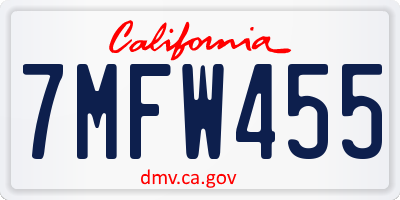 CA license plate 7MFW455