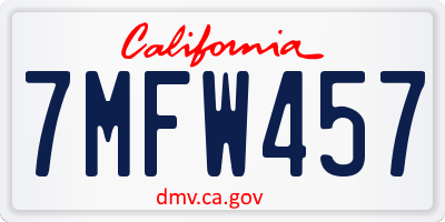 CA license plate 7MFW457