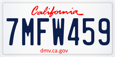 CA license plate 7MFW459