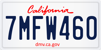 CA license plate 7MFW460