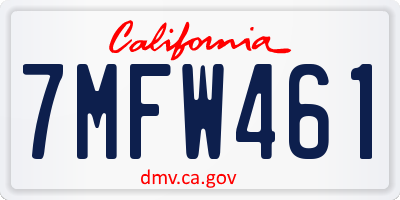 CA license plate 7MFW461